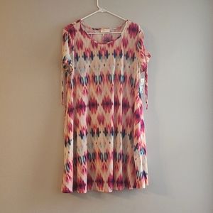 Bobbie Brooks Dress Short Sleeve T Shirt Watercolor Geometric Print XL